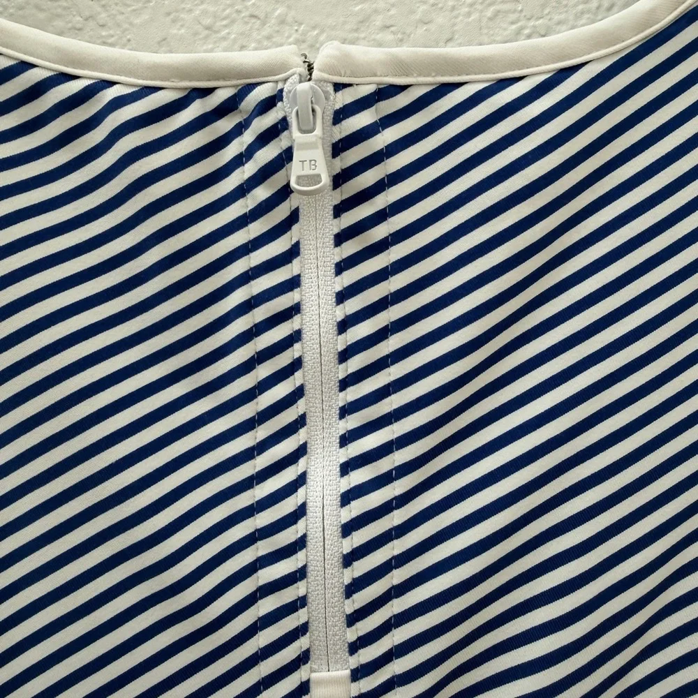 Tommy Bahama IslandZone Aubrey Cassia Navy Blue and White Striped Dress, Large - Picture 7 of 13